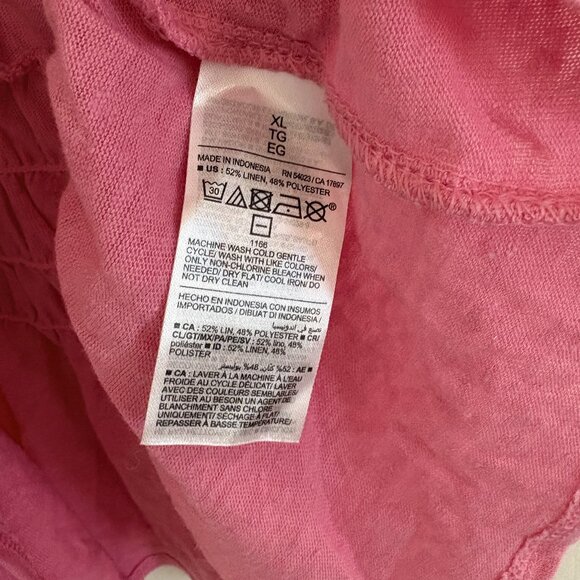 Old Navy Sleeveless Linen Blend Smocked Tank Top Sparkle Berry Pink Size XL NEW - Picture 6 of 6